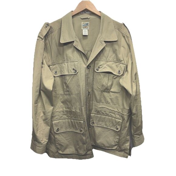 TravelSmith Vintage Khaki Utility Jacket Trench Coat Chore Coat XL Style 8728 - Picture 1 of 10